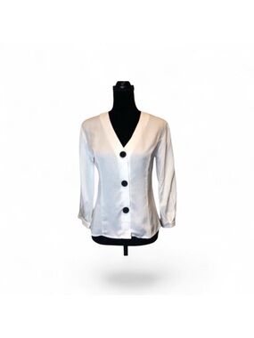 Frank & Oak NWT minimalist neutral casual white button front blouse size small